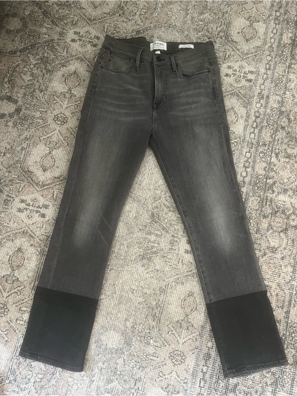 Frame Denim Le High Straight Jeans - Black Wash